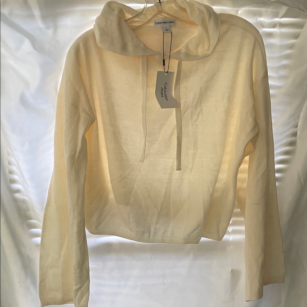Calvin Klein Light Cream Cropped Hoodie